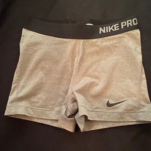Grey Nike Pro 3” compression shorts